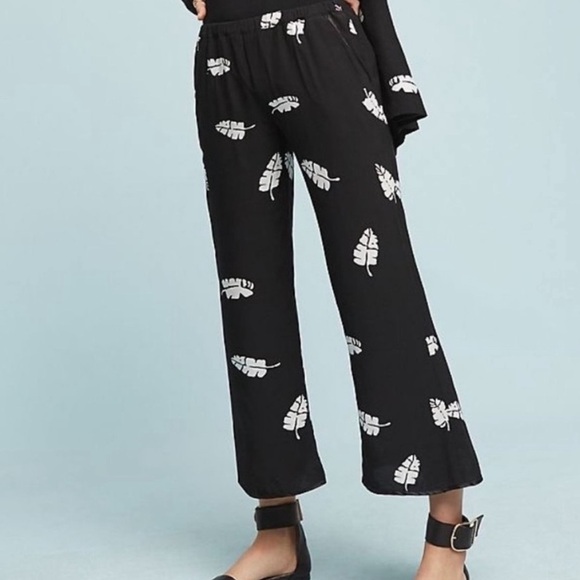 Anthropologie x Capulet leaf Print trousers Black and White - Picture 1 of 13